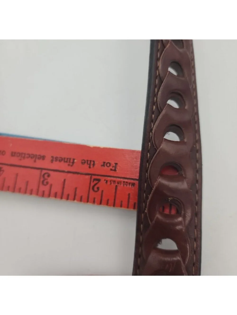 LEATHER BELT Mens Size 38 Belt Adjustable Brown Fits Up To 43